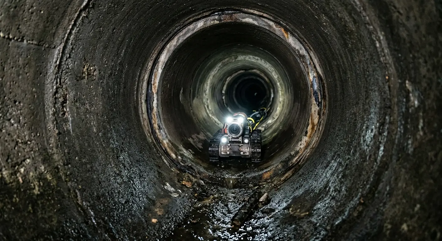 Robotic sewer camera inspecting pipe interior for Drain Snake Service in Belle Haven
